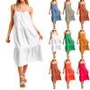 Women's Fashion Straps Candy Patchwork Solid Colour Casual Sleeveless Dresses