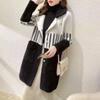 Autumn and Winter New Mink Velvet Women's Coat Thick Loose Sweater Collar Medium Long Knitted