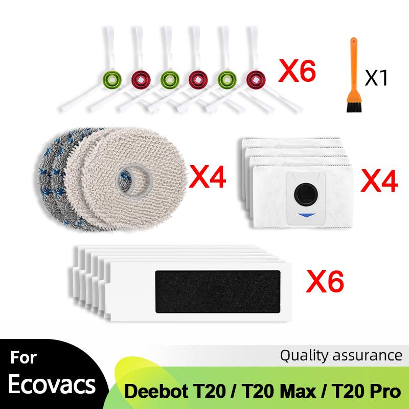 For ECOVACS Deebot T20 Omni / T20 Max / T20 Pro Vacuum Cleaner Accessories Main Side Brush Mop Cloth HEPA Filter Dust Bag Parts
