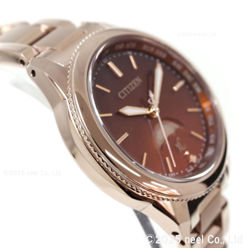 Citizen XC Sakura Sun Moon Pink Eco-Drive Women's Watch, Light-Powered, Radio-Controlled, Waterproof, Pink, Brown, Lightweight, & Design, EE1004-73W,