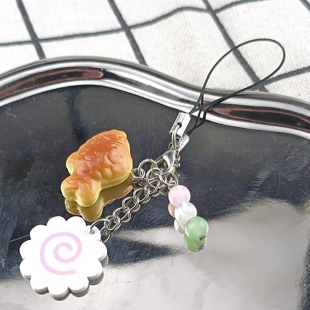 Japanese Fish Cake Keychain Pink Squid Roll Dango Phone Charm Food Taiyaki Pendant  Friends Gift