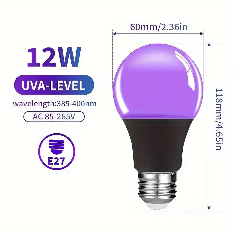 12W E27 Черная лампа, УФ светодиодная черная лампа для вечеринки со светящимися в темноте элементами, боди-арта, неоновых плакатов и клубов, 385-400 нм Черный свет