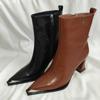 Vintage Brown Women Ankle Boots Fashion Elegant Square Toe Shoes Autumn Winter Thick Heel Women's Short Booties  34-40