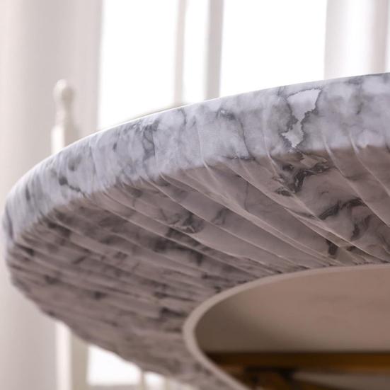 Round Table Cover Waterproof Tablecloth with Elastic Edges Marble Pattern Fitted Table Cover for Home Dinner Party Decoration Table Protection
