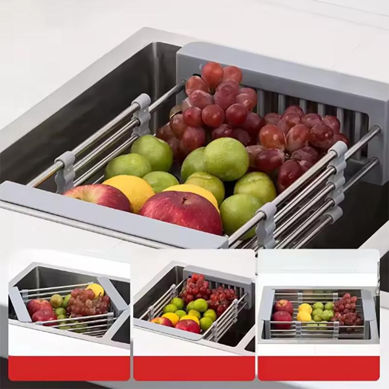 Сливная полка для кухонной раковины, выдвижная полка для сушки посуды из нержавеющей стали, сливная корзина, сушилка для фруктов и овощей, стеллаж для хранения