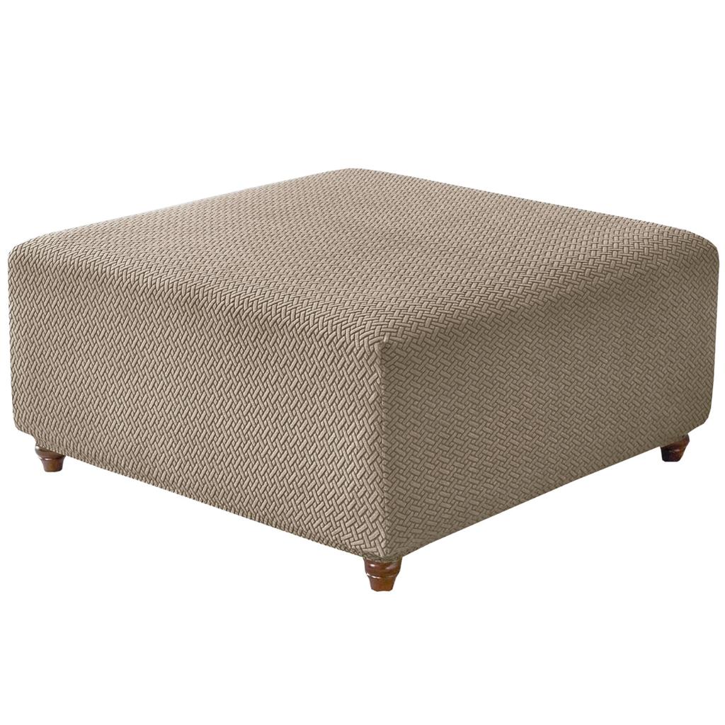 T-Shape Jacquard Square Stool Cover Ottoman Stool Cover Elastic Sofa Footrest Slipcovers for Living Room Office Home Decor