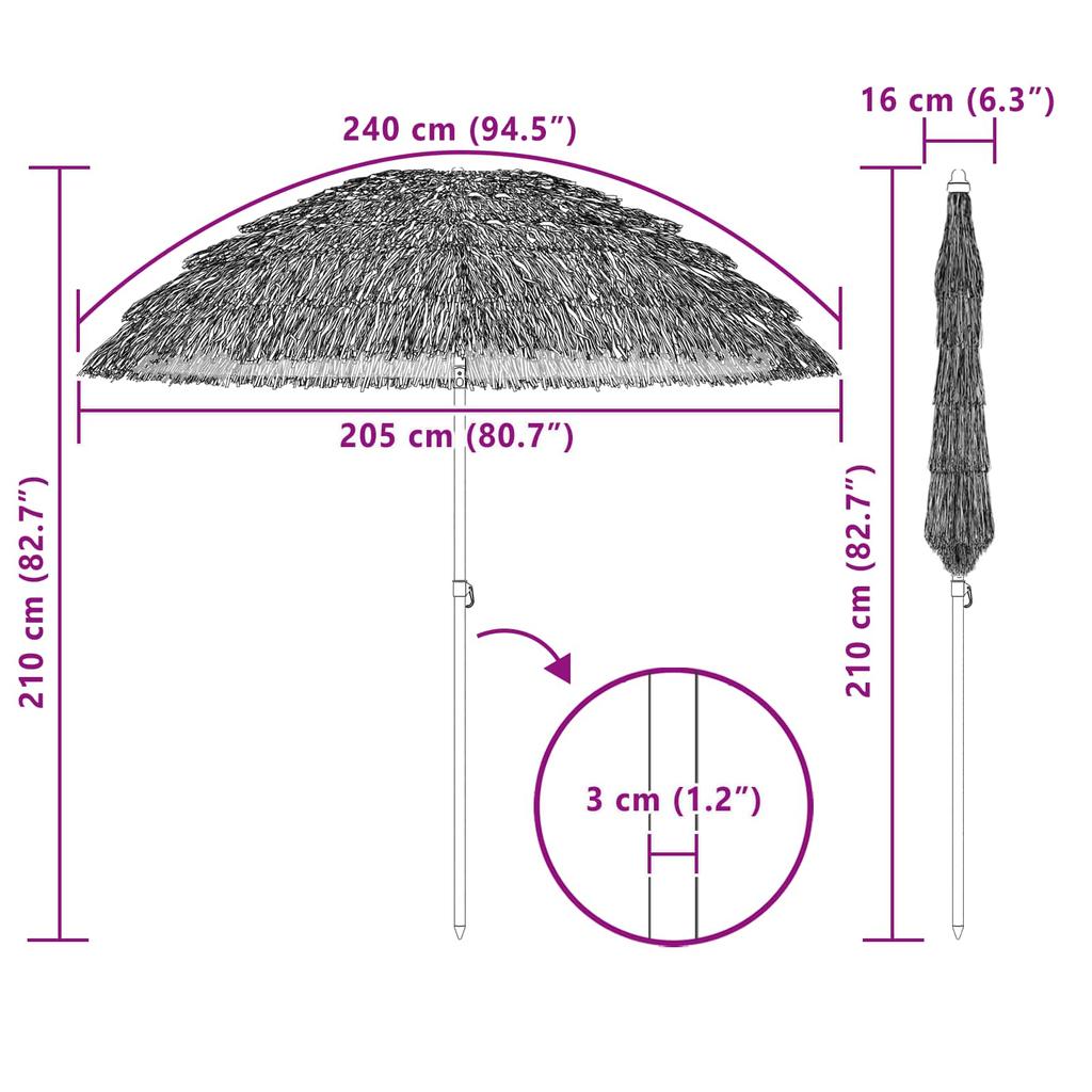 Garden Sun Umbrella Natural 205 x 205 x 210 cm