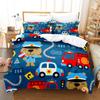 Комплект постельного белья с 3D-треком, мультяшный инженерный автомобиль, пуховый пододеяльник с принтом, 2/3 шт. DE135 * 200, полноразмерное украшение для детской комнаты