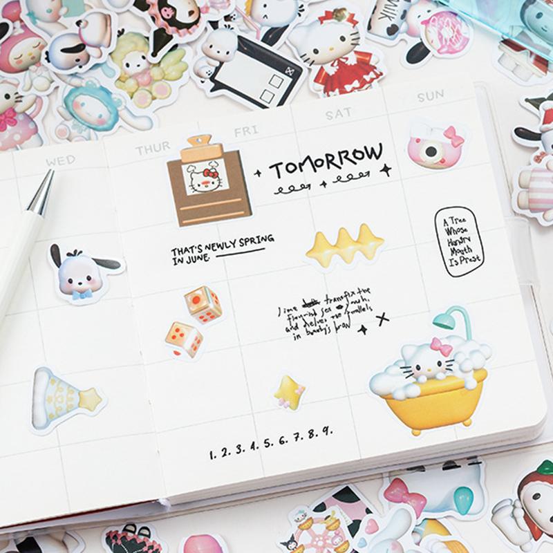 50 100 шт. Наклейки Sanrio для ноутбука Мультяшные Hello Kitty Cinnamoroll Kuromi Melody Милые Наклейки для чемодана, гитары Водонепроницаемые Наклейки Игрушки