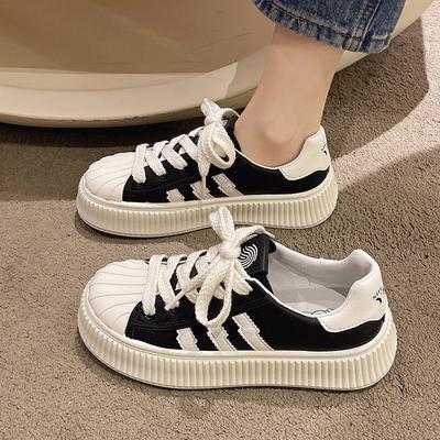 Белые туфли Shell Head, женские весенне-летние новые парусиновые туфли для скейтбординга на бисквитной подошве, повседневная спортивная женская обувь на платформе