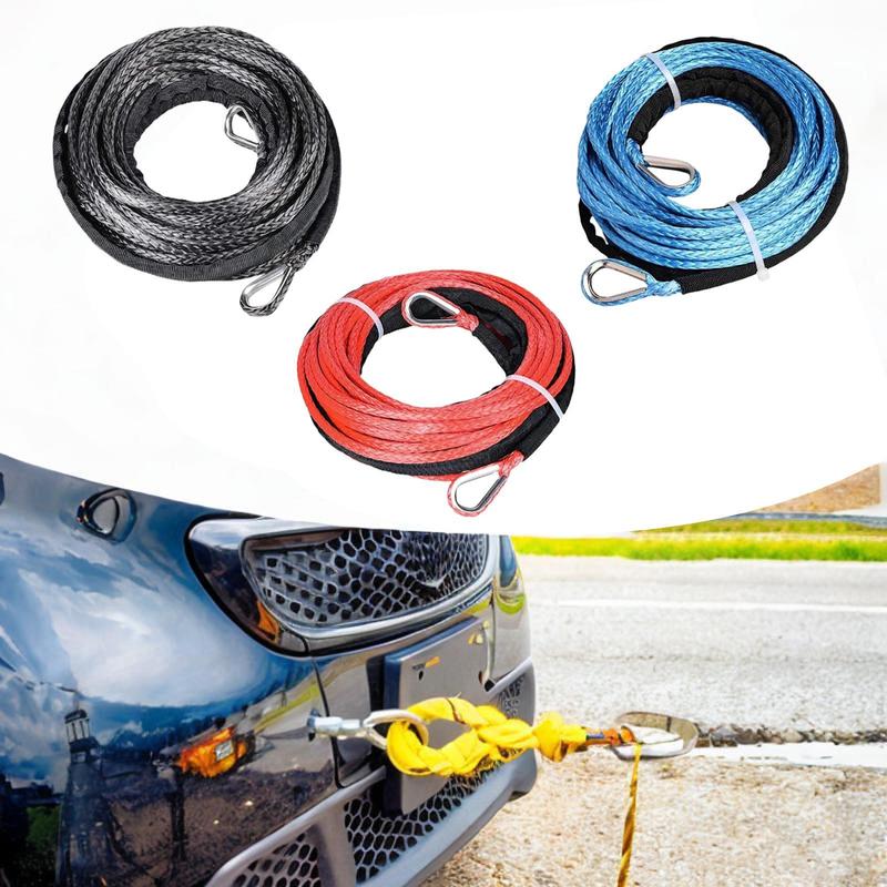 15MX6mm Synthetic Winch Rope Replacement Wear Resistant Lightweight Versatile for Off Road Rescue Tow Cable
