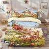 3pcs Christmas Reindeer Print Coreless Duvet Cover Set Multi Size Soft Bedroom Bedding Holiday Decoration Machine Washable