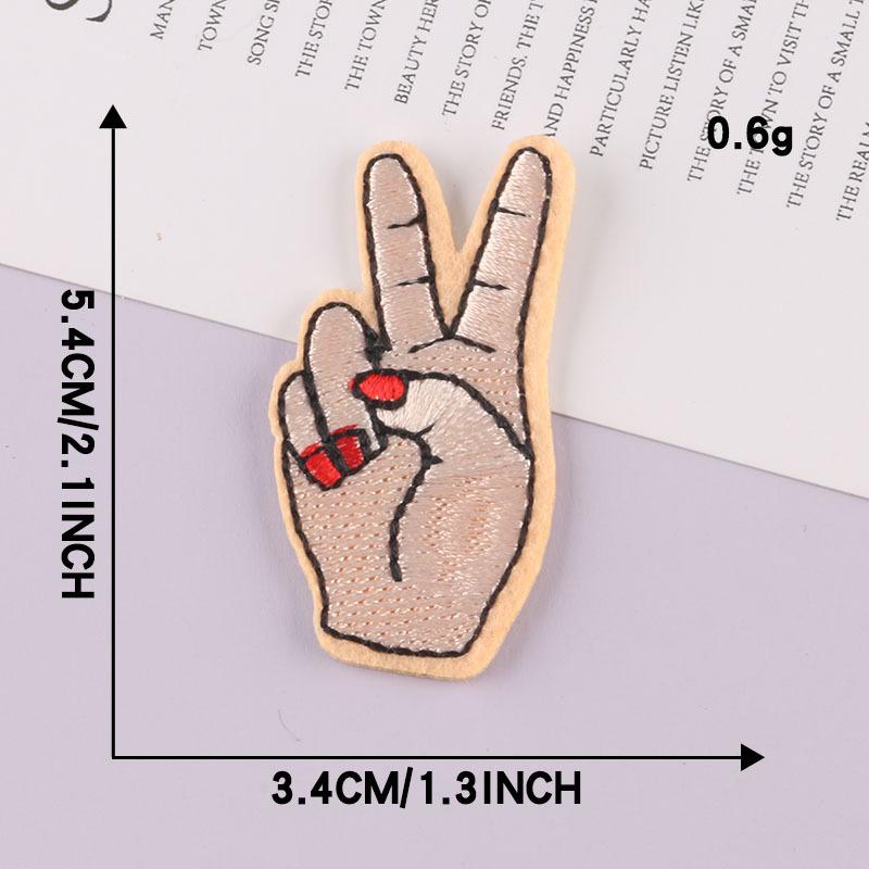 Вышитая этикетка для одежды, аксессуары, вышитая нашивка, наклейка, палец, любовь, инопланетянин, письмо, сделай сам, наклейка для глажки ткани