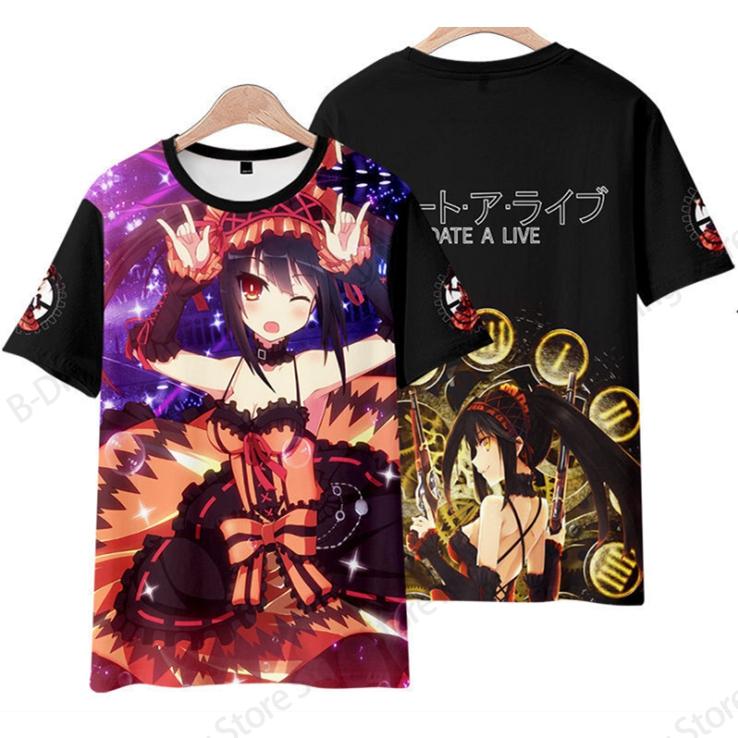 Новый Аниме DATE A LIVE Токисаки Куруми 3D Печать Футболка Мужская Женская Мода Короткий Рукав Топы Футболки Японская Девушка Футболка Хип-Хоп Y2k