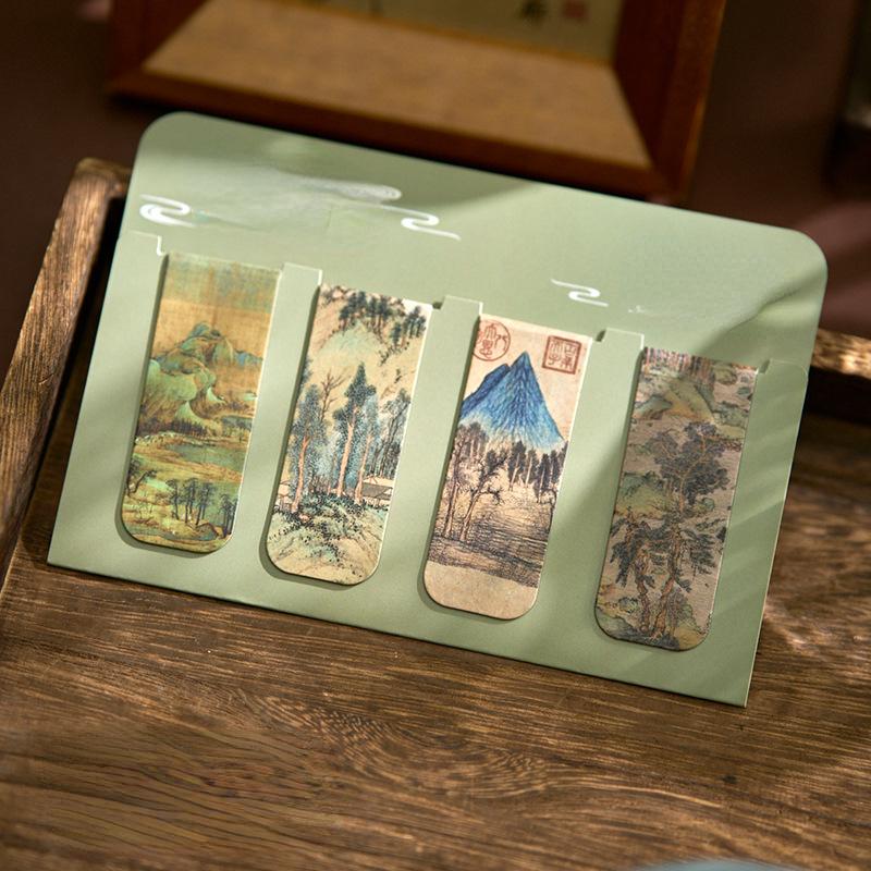 2/4/5 шт./набор Китайская ретро закладка Бамбук Лотос Журавль Пейзаж Закладка для подарка учителю Винтажная эстетическая магнитная закладка