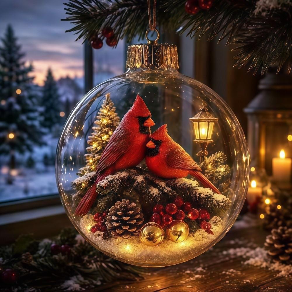 Clear Round Shape Christmas Ornament Warm Light Holiday Tree Pendant  Holiday Home Decor