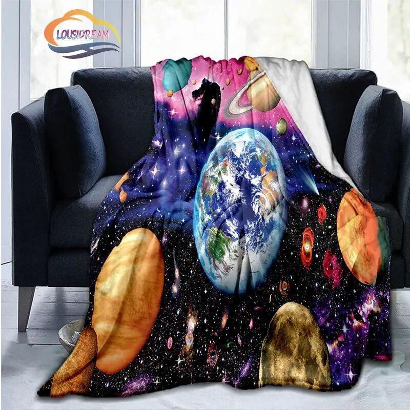 Space Universe and Many Planets In Galaxy Series Fashion Flannel Blanket Solar System Wallpaper Blanket Sofa Bed Warm