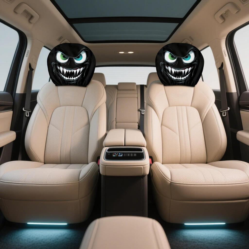 Чехол на подголовник автомобиля 2 штуки Большие глаза Эластичный протектор подголовника автомобильного сиденья Эластичные чехлы на подголовник Декор Хэллоуин