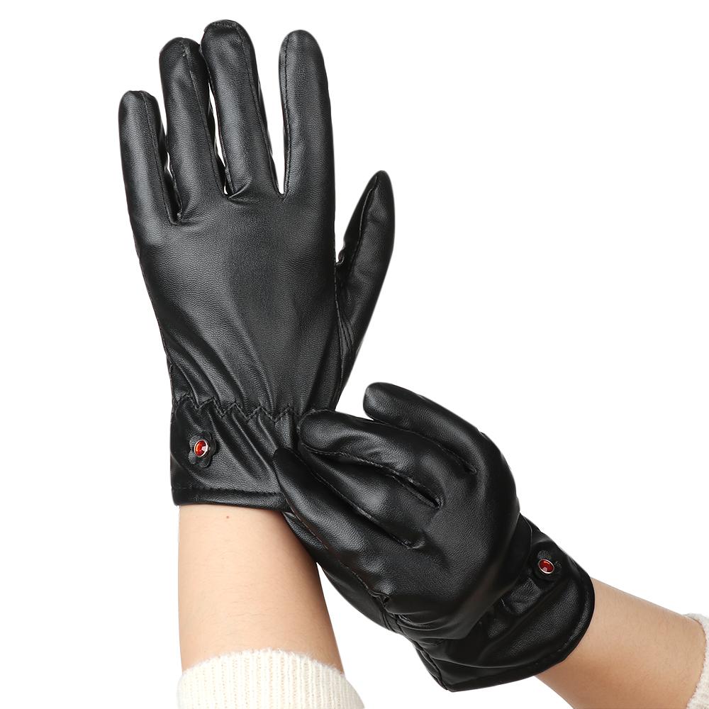 Autumn Winter Thick Touch Screen Gloves Sport Cycling Gloves PU Leather Mitts Full Finger Mittens