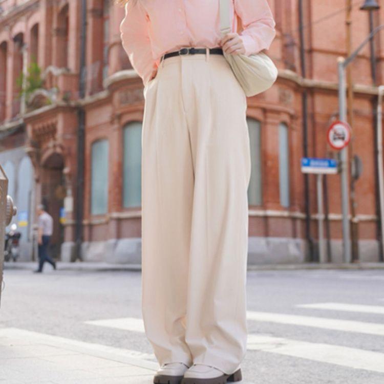 Uniqlo Однотонные брюки-костюм для ежедневной носки, повседневные, с высокой талией, женские, 463182-30