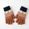 Knitted Gloves for Men and Women with Thick Velvet and Anti Cold Touch Screen Gloves Finger Jacquard Warm Outdoor Cycling Gloves