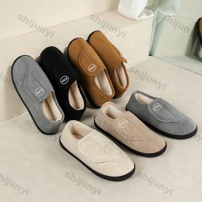 Модные женские зимние теплые хлопковые тапочки Женские домашние мягкие плюшевые туфли на платформе Толстая подошва Для пар Уличные Нескользящие Хлопковые Толстые Туфли