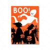 Pumpkin Trick Spooky Ghost Orange Poster and Print Vintage Halloween Scary House Wall Art Pictures Kitchen Kids Room Decor