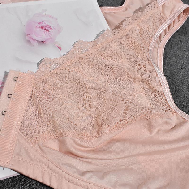Бюстгальтер большого размера с передней застежкой, без косточек, кружевной, дышащий, удобное нижнее белье, бюстгальтер-майка