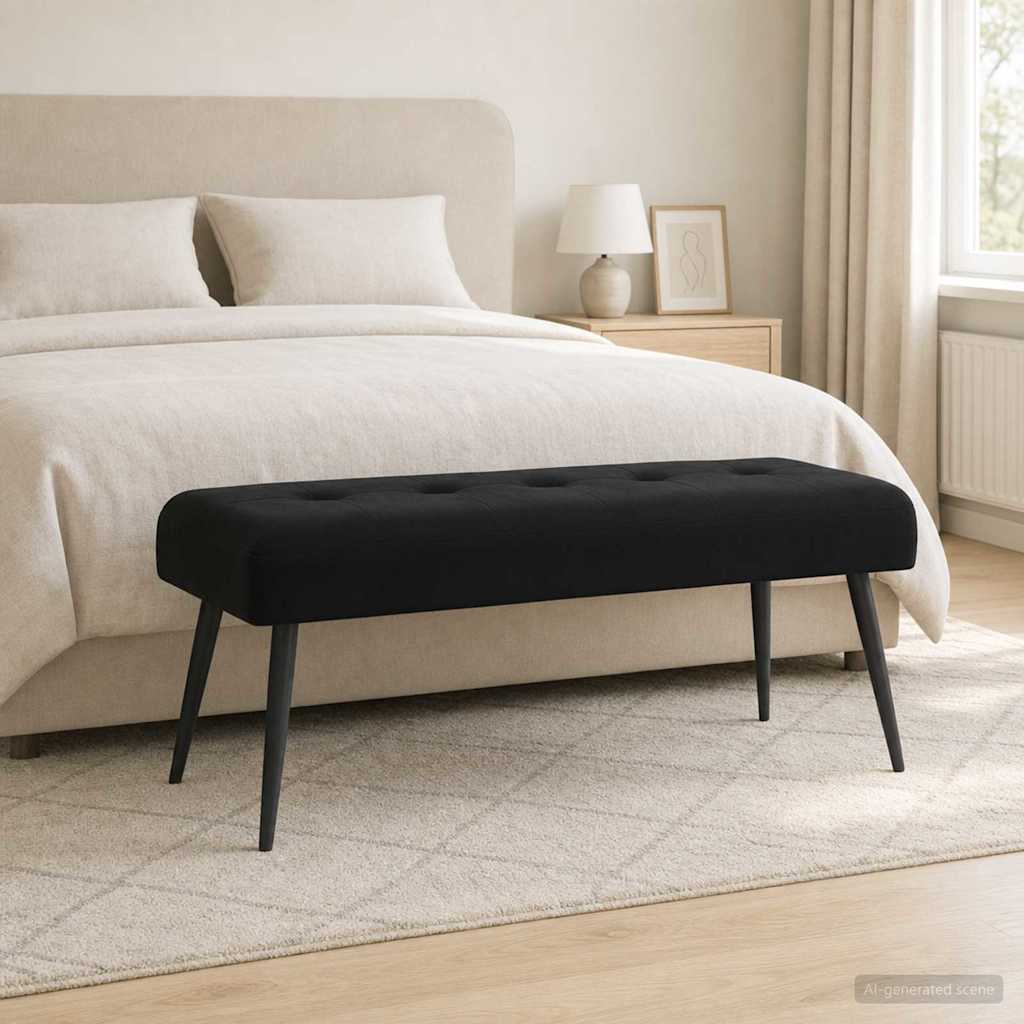 Button Tufted Bench Black 110 x 40 x 46 cm Velvet