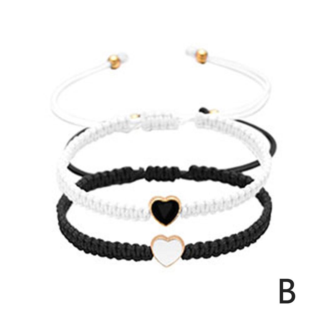 Парные браслеты из бисера с 2 сердечками для пар и лучших друзей, регулируемые плетеные браслеты-нити для подарков на День святого Валентина