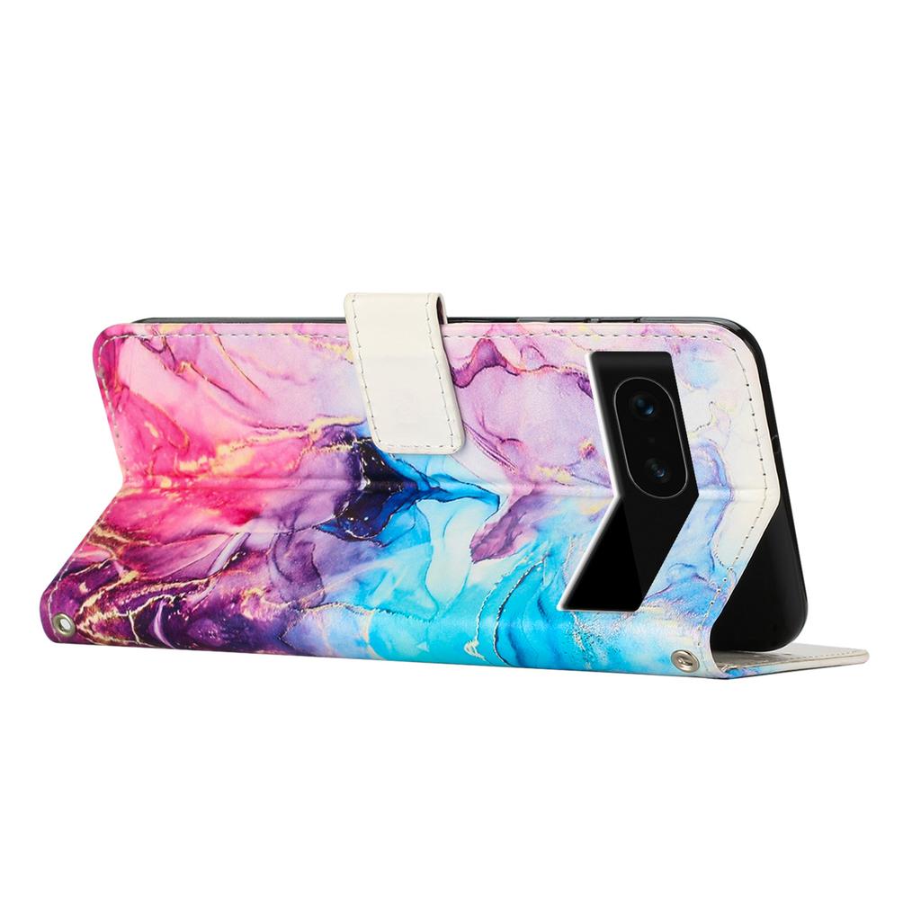Чехол-подставка для Google Pixel 8a с мраморным узором, кошелек из ПУ кожи, чехол для телефона с ремешком на запястье