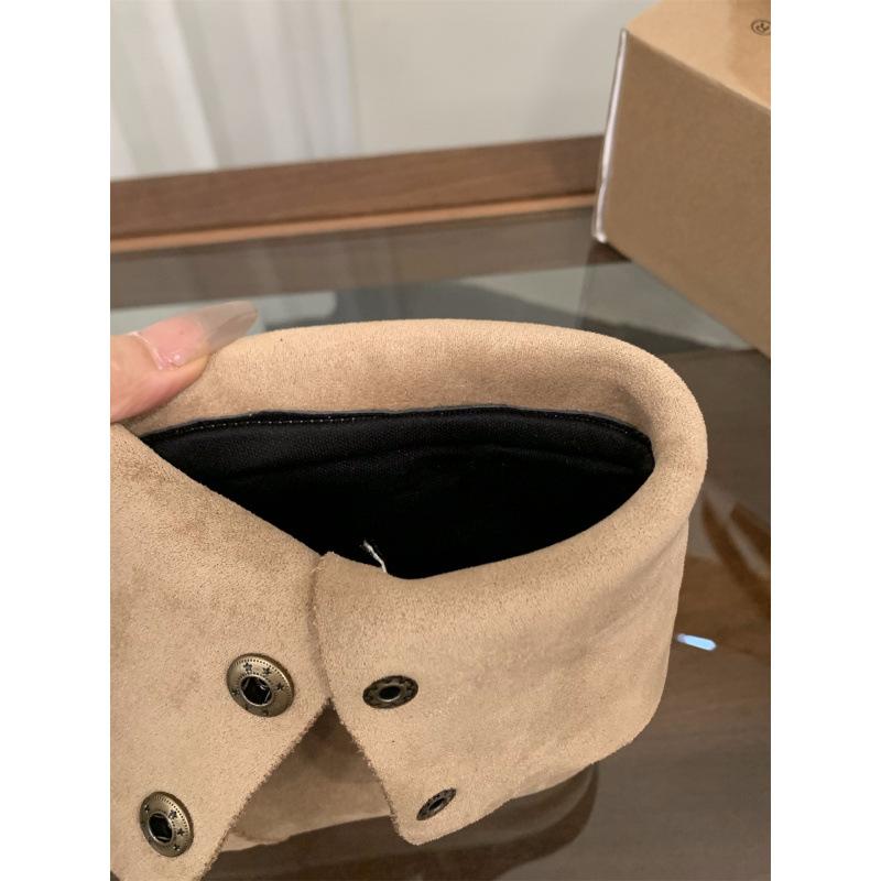 Винтажные ботильоны из замши на толстом каблуке в стиле вестерн, цвета хаки, женские ботинки 2025, весенне-осенние ботинки, квадратные ботинки-мартины