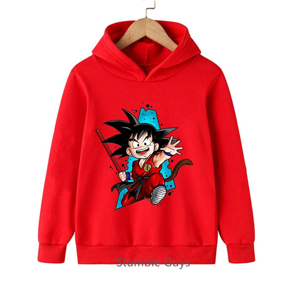 Худи с принтом Аниме Dragon Ball Goku, Унисекс Худи с капюшоном для детей, Мальчиков и Девочек, Детский Свитшот с капюшоном, Пуловер с длинным рукавом с Чиби персонажами