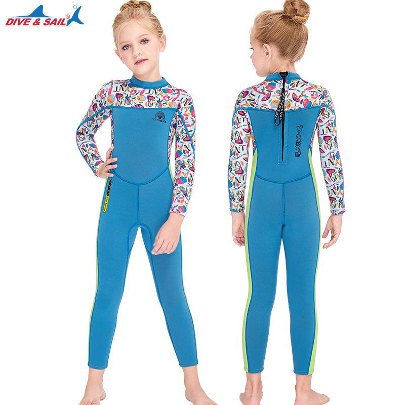 Новый детский теплый водолазный костюм 2,5 мм, цельный плотный купальник с длинными рукавами, плавающий и серфинговый купальник для маленьких и средних детей