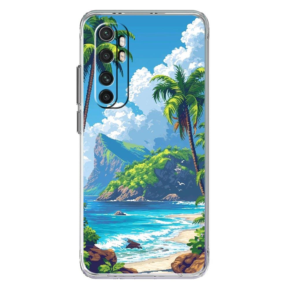 Чехол для телефона для Xiaomi Mi Poco X7 X6 X5 NFC X3 F7 Ultra F6 Pro F3 15 14T 14 13T 11 12 13 Lite Прозрачный ТПУ чехол Кокосовая пальма