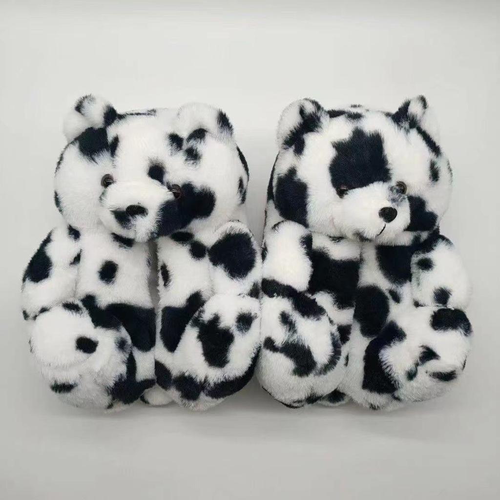 Funny Indoor Slippers Womens Winter Keep Warm Men Shoes Teddy Bear Non-slip Soft Slippes