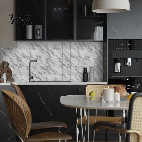 Waterproof Backsplash Decals for Bathroom 12PCS Imitation Marble Pattern Wall Stickers, Self-Adhesive EVA Easy Apply Renovation Sheets Tiles, Scratch