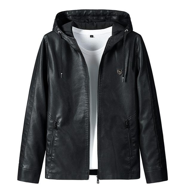 Осенне-зимняя куртка из искусственной кожи, мужская модная повседневная кожаная куртка, пальто с капюшоном, верхняя одежда для путешествий, уличная мужская одежда больших размеров 6xl Hb011