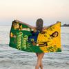 1pc Brazilian football player Beach Towel with Custom Name, Beach and Seaside Swimming Pool Equipment, Fashion Pattern, Rectangular, Travel Essential