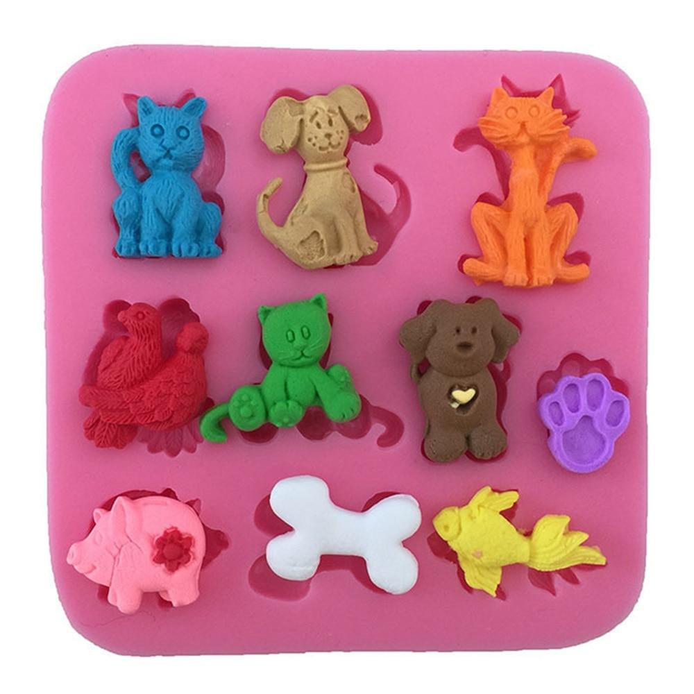 Силиконовые формы для кошек и собак, кости для помадки, конфет, печенья, шоколада