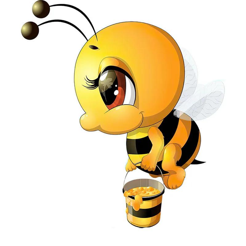 Cute Bee Cartoon Insect Car Stickers for Auto Body Window Door Trunk Moto Tank Cover Scratches Waterproof Decoration