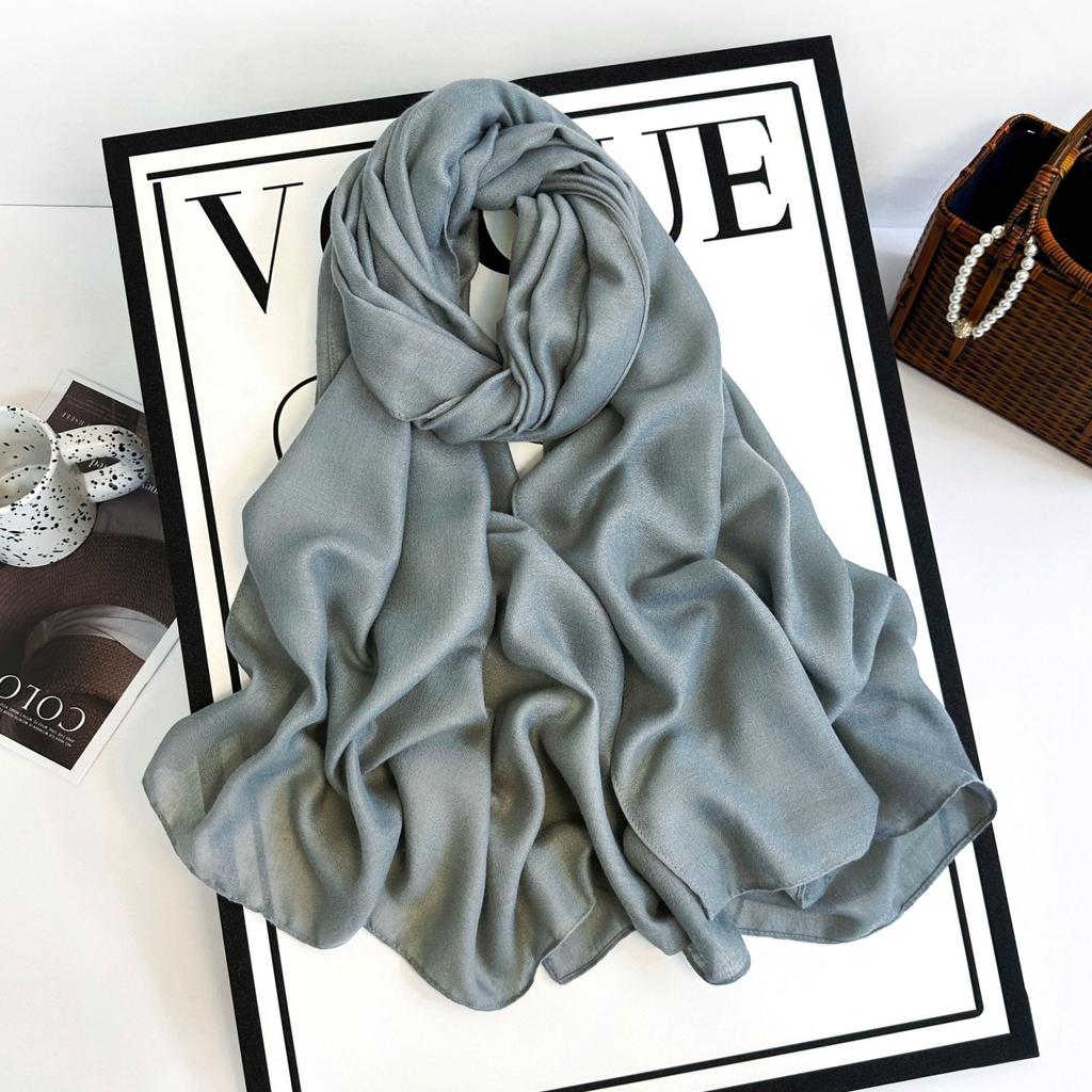 Cotton And Linen Scarf Women'S Yarn Scarf Solid Color Scarf Summer Sun Protection Breathable Shawl Retro Rough Edge Silk Scarf