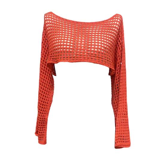 Женский свитер, вязаный крючком, стильный укороченный топ с вырезами
