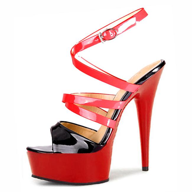 15 см высокие каблуки тонкие каблуки водонепроницаемые туфли на платформе сочетание цветов полые ненависть небо высокие хрустальные свадебные туфли женщины