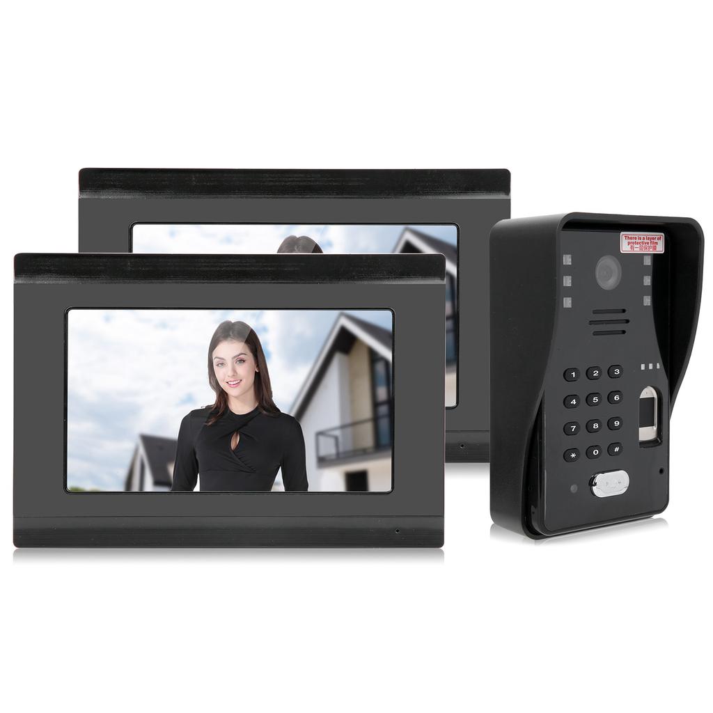 7-дюймовый видеодомофон, проводной, Wi-Fi, 2 монитора, отпечаток пальца, пароль, IC-карта, удаленная разблокировка, ночное видение