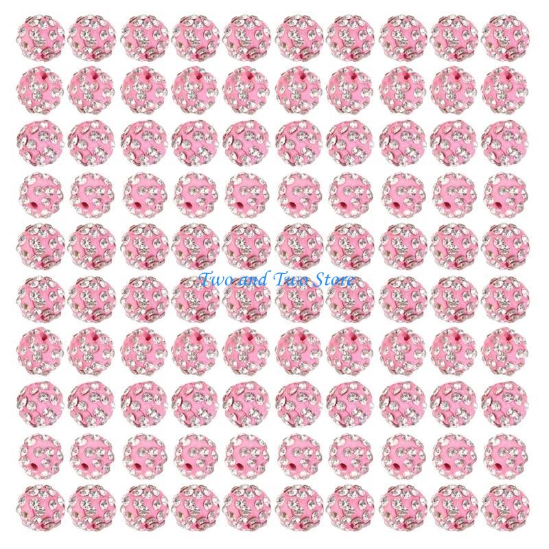HX6F 100pcs 10mm Disco Ball Clay Beads Round Diamond Clay Bead Jewelry Craft Supplies