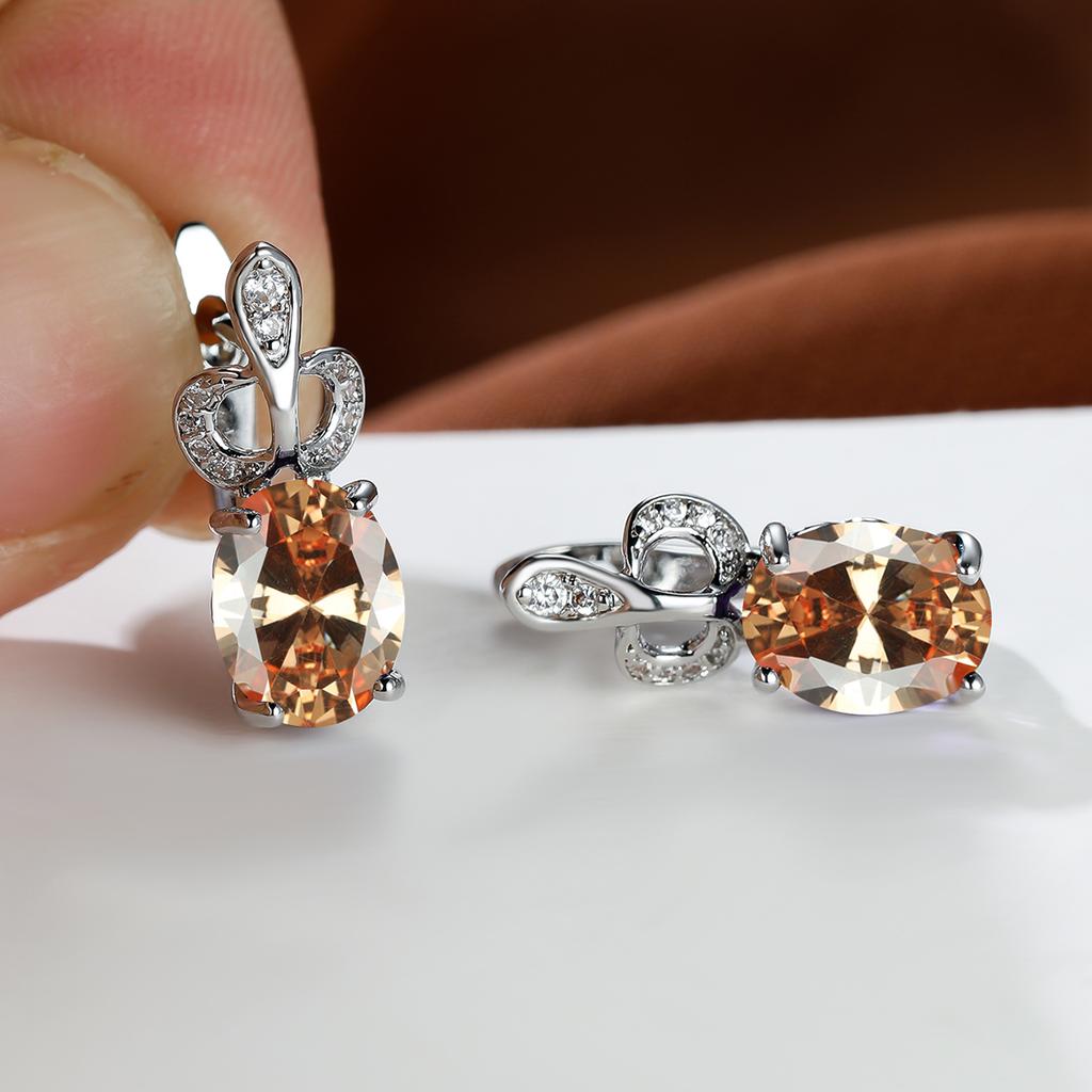 Изысканные круглые серьги для женщин, простые цветочные серьги, свадебные серьги с радужными камнями