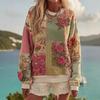 2025 New Women's Casual Round Neck Long Sleeve Pullover Printed Sweater