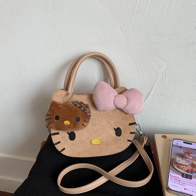 Мультяшная сумка через плечо Hello Kitty для девочек из ПУ-материала с вместительным отделением