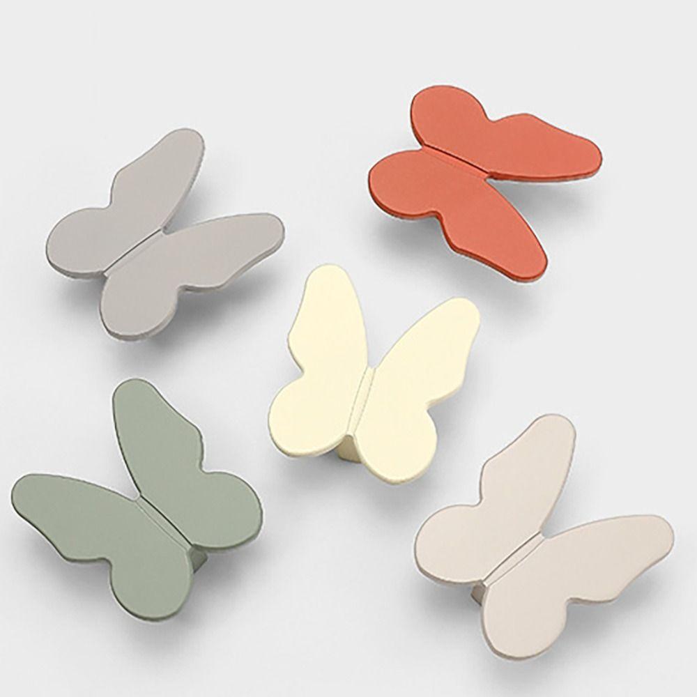 Zinc Alloy Butterfly Shape Door Pulls Butterfly Shape Single Hole Drawer Knobs  Cabinet